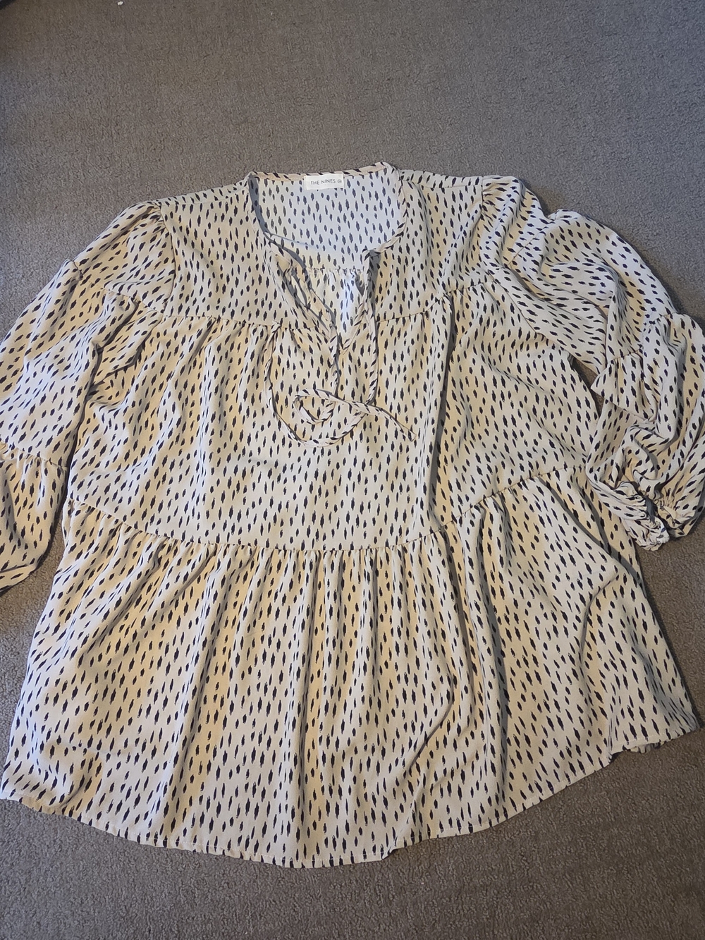 Women's Cream Printed Peasant Blouse